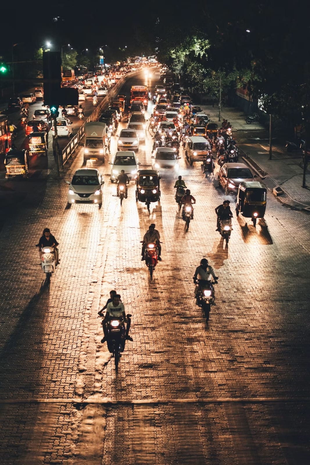 Pune city traffic at night